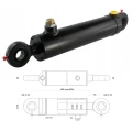 Hydraulikzylinder einfachwirkend CJF-63/32/200 mit Gelenkaugen 25mm