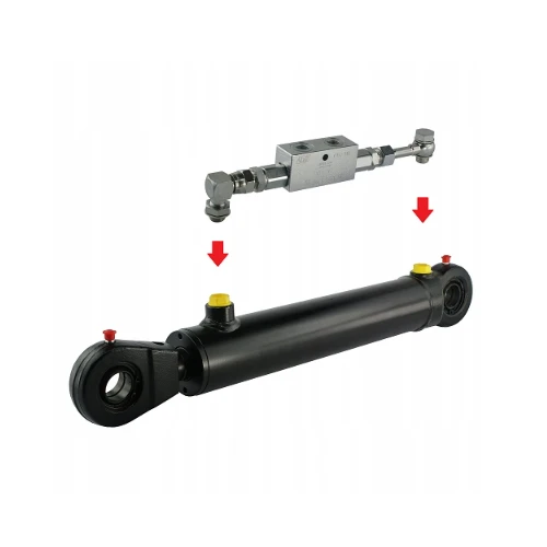 Hydraulikzylinder doppeltwirkend CJ2F-50/28/500 mit Gelenkaugen 25mm + Sperrventil