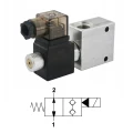 Sitzventil 2/2-Wege Innengewinde: 3/8" Max. Durchfluß: 40L/min Max. Betriebsdruck: 300bar Spannung: 12V offene Stellung TD4