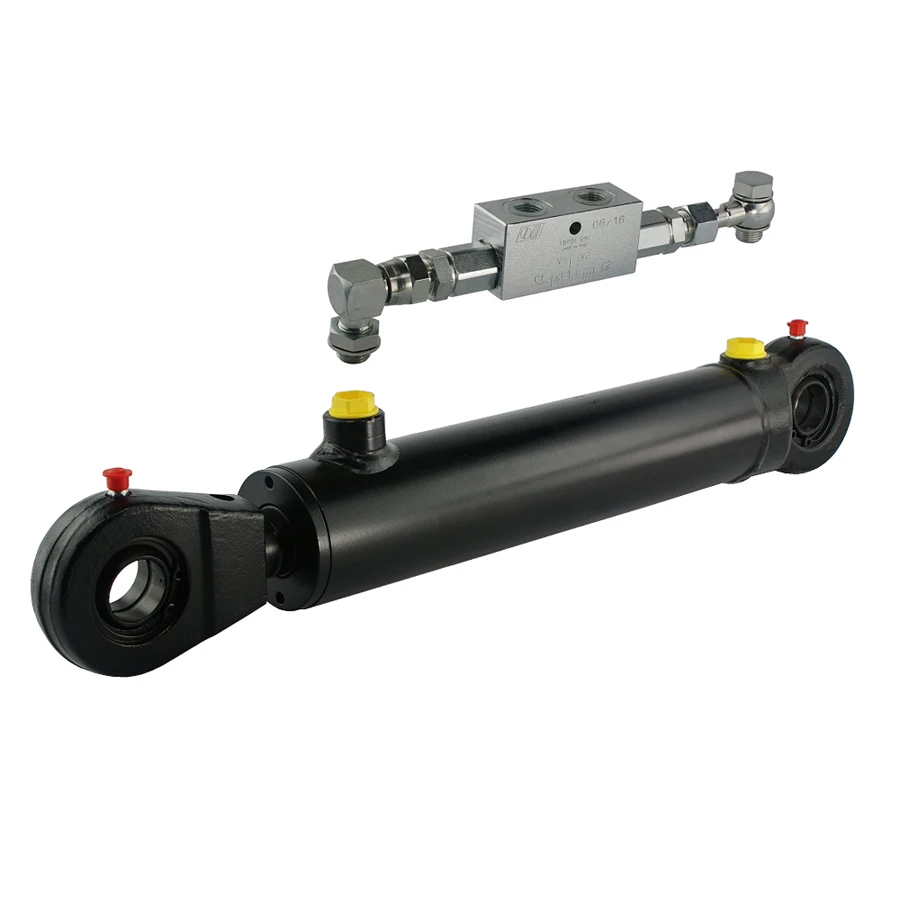 Hydraulikzylinder doppeltwirkend CJ2F-50/28/350 mit Gelenkaugen 25mm + Sperrventil