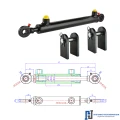 Hydraulikzylinder doppeltwirkend CJ2F 25/16/250 mit Gelenkaugen 15mm + Befestigung