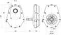 Zapfwellengetriebe mit Zapfwellenstummel für Pumpen BG2 übersetzungsverhältnis - 1:3,8, 10 kW. Im Set mit Halteplatte