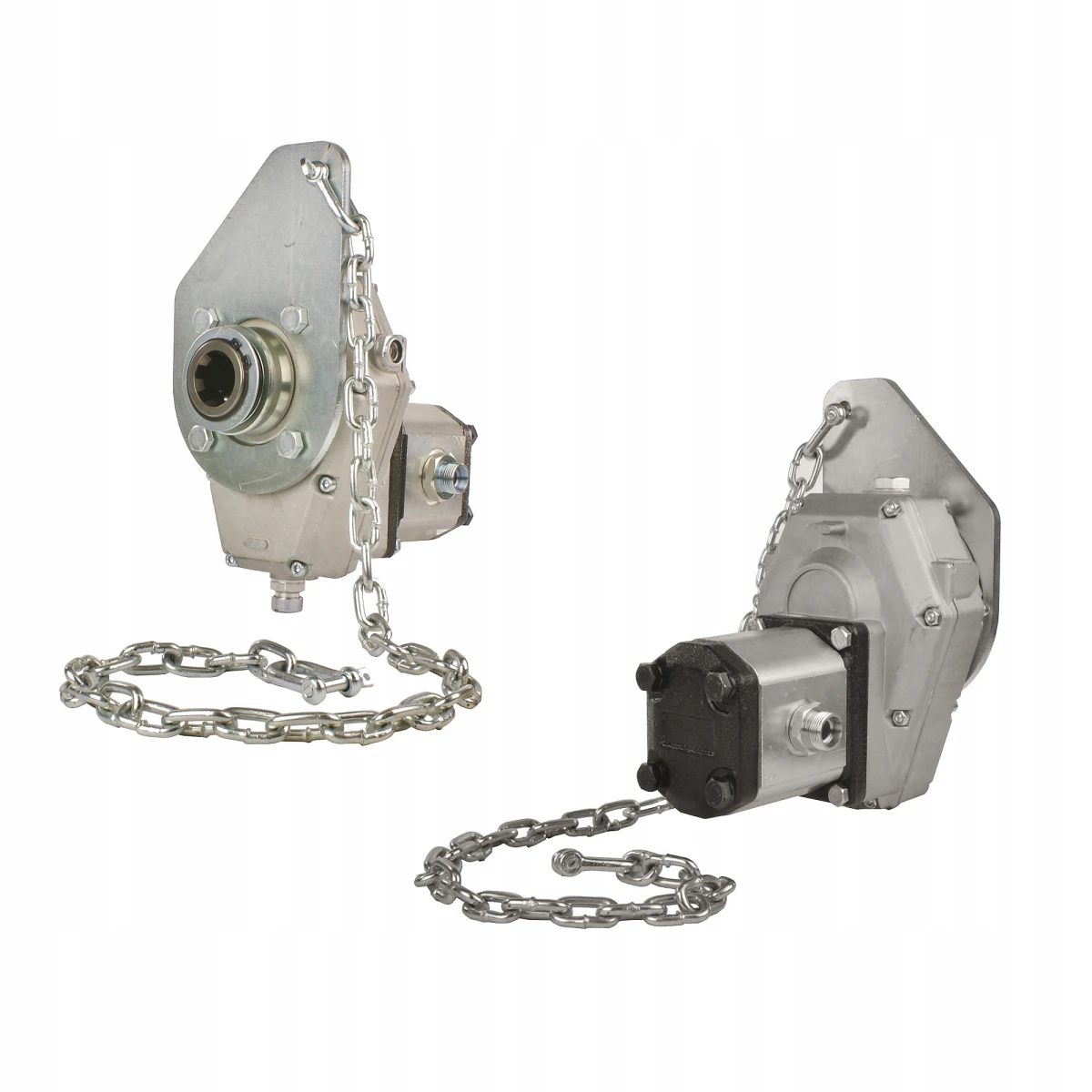 Zapfwellengetriebe mit Befestigungsplatte mit Kette und Hydraulikpumpe 14ccm, Größe 2, leistung von 28L/min. Kleineres Zapfwellengetriebe