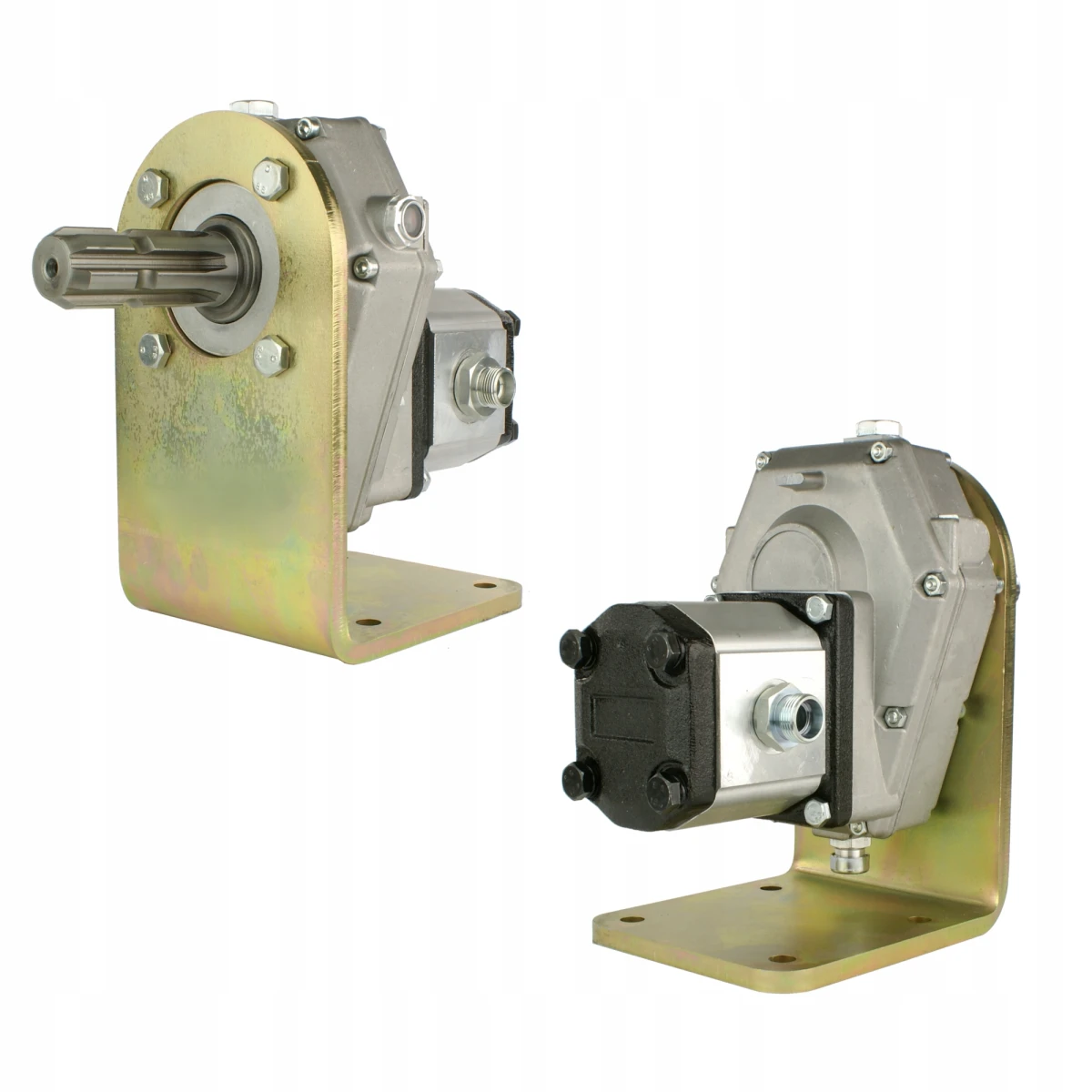 Zapfwellengetriebe mit stummel, Halteplatte und Hydraulikpumpe 22ccm, Größe 2, leistung von 45L/min. Kleineres Zapfwellengetriebe