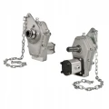Zapfwellengetriebe mit Befestigungsplatte mit Kette und Hydraulikpumpe 26ccm, Größe 2, Leistung von 53L/min. Zusätzlicher Zapfwellenstummel im Set enthalten