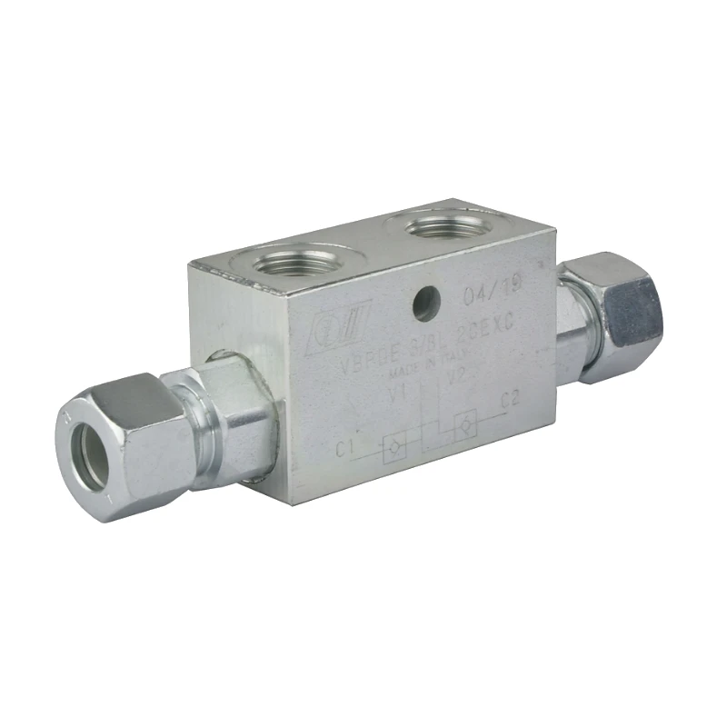 Hydraulisch sperrblock sperrventil VBPDE Innengewinde: 3/8" Durchfluß: 30L/min Max. Betriebsdruck: 350bar mit Schneidringe und Überwurfmutter