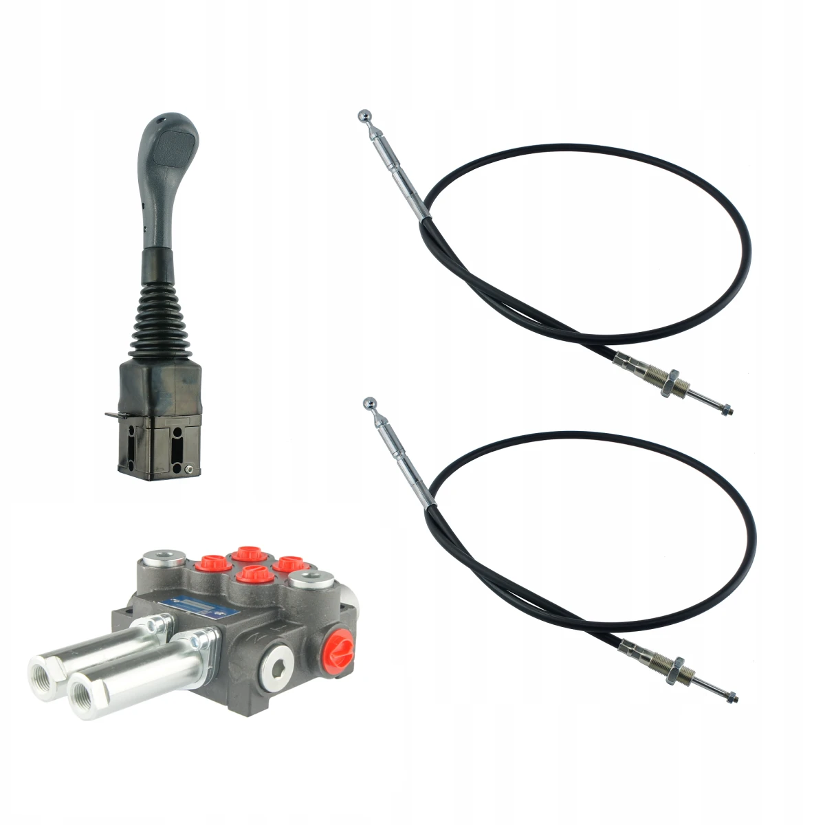 Handsteuerventil 40L/min 2-Fach 2xDW + Joystick ohne Knopf + 2x Bowdenzüge - HT24