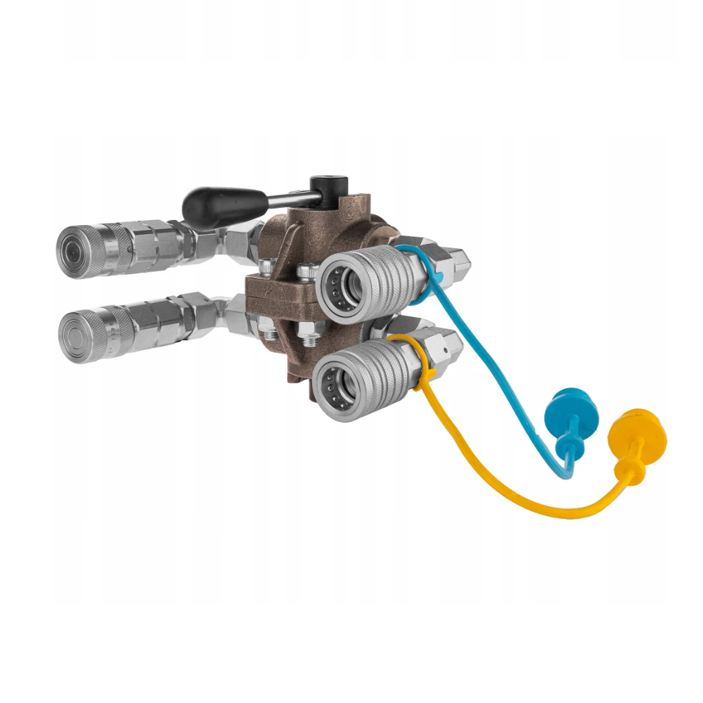 Durchflussverteiler, Hydraulisches Umschaltkugelhahn 6/2 Wege normalerweise geschlossene + 2xKupplungsdose + Kupplungsdose Flat-face + 2x Gerade Einschraubverschraubung