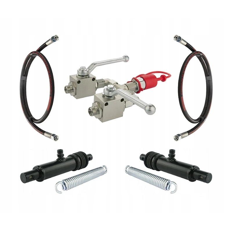 2x Hydraulikzylinder für Düngerstreuer + 2x Hydraulikschläuch 1500mm + 2x Hydraulisches Kugelhahn 2 Wege + 1x Kupplungsstecker - HT24