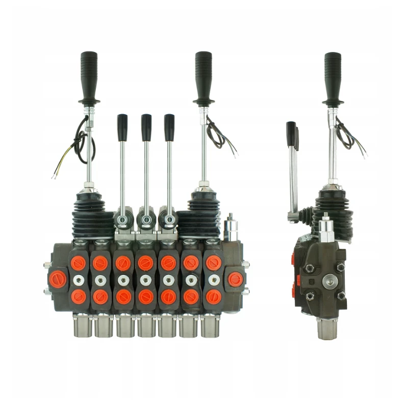 Handsteuerventil für Forstmaschinen, 90L, 7-fach, Joysticks mit Knöpfe: 1/1