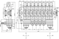 Handsteuerventil für Forstmaschinen 90L, 8-fach doppeltwirkend, 4x Hebel 2x Kreuzhebel mit Knöpfe: 3/3