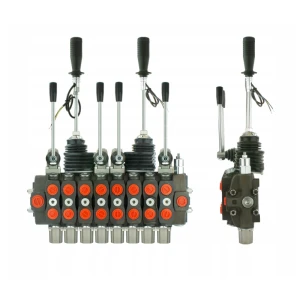 Handsteuerventil für Forstmaschinen 90L, 8-fach doppeltwirkend, 4x Hebel 2x Kreuzhebel mit Knöpfe: 2/1