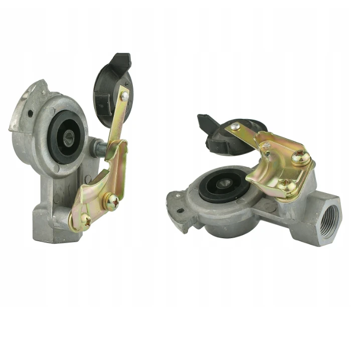 Druckluft Kupplungskopf mit ventil. Von der Traktor-Seite montiert. Gewinde M22x1,5