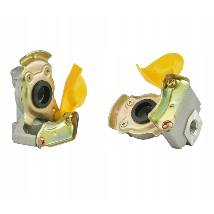 Druckluft Kupplungskopf ohne ventil. Von der Traktor-Seite montiert. Gewinde M16x1,5, gelb