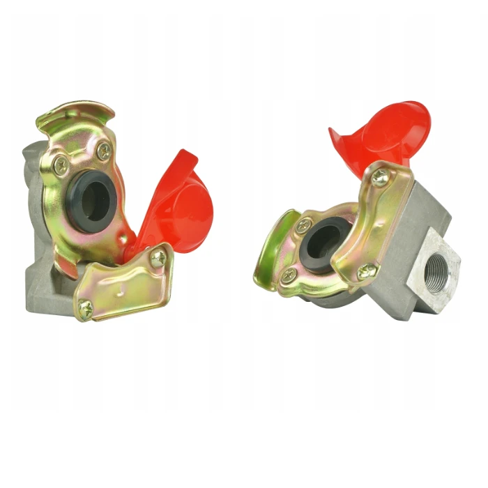 Druckluft Kupplungskopf ohne ventil. Von der Traktor-Seite montiert. Gewinde M22x1,5, rot