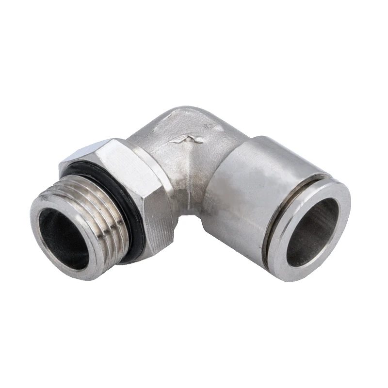 Pneumatischer Winkel-Steckverbinder aus Stahl. Durchmesser: 12 mm - M16x1,5