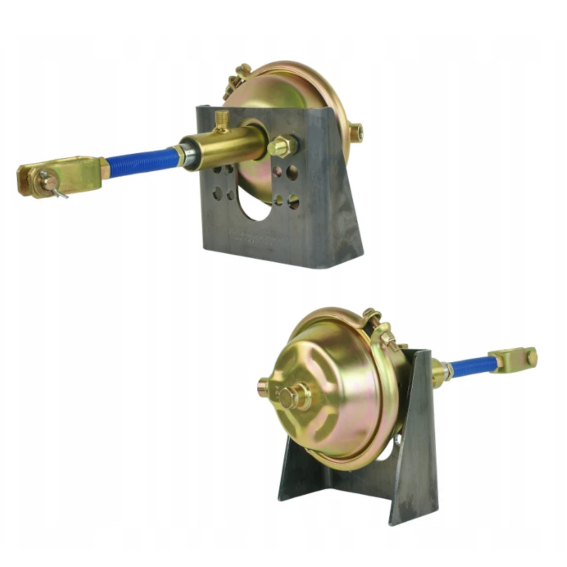 Bremszylinder für Anhänger. Pneumatisch-hydraulisch, Kolbendurchmesser 30 mm, Membrangröße T24. Befestigungsplatte Bremszylinder im Set