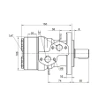 Kratzbodengetriebe typ PMS(A) 25-50-11-0.028, übersetzung: 35,7:1 mit Hydraulikmotor BMR 100