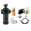 Hydraulik für Kippanhänger, Hydraulikaggregat 12V mit Funkfernbedienung + Teleskopzylinder mit Kardanring Hub 1432. Tragkraft bis zu 12 Tonnen