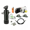 Hydraulik für Kippanhänger, Hydraulikaggregat 24V mit Funkfernbedienung + Teleskopzylinder mit Lagerbockpaar Hub 910. Tragkraft bis zu 7 Tonnen