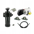 Hydraulik für Kippanhänger, Hydraulikaggregat 24V mit Funkfernbedienung + Teleskopzylinder mit Kardanring und Lagerbockpaar Hub 1432. Tragkraft bis zu 12 Tonnen