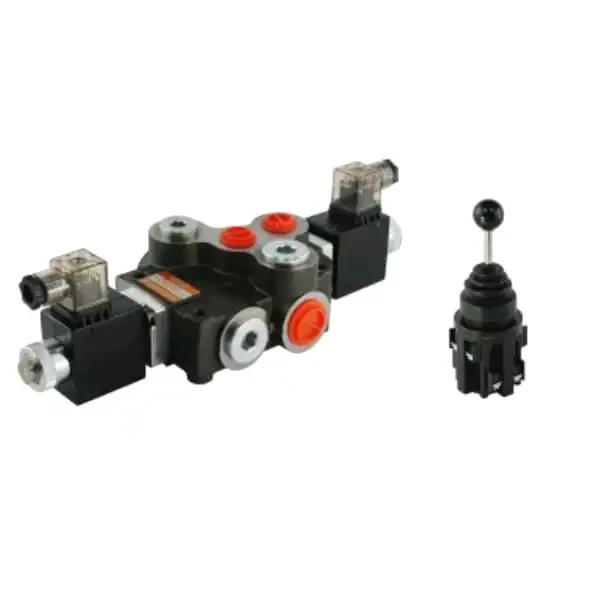 Elektromagnetisches steuerventil 80L 1-Fach 12V im Set mit einem 5-Positionen Joystick elektrischer