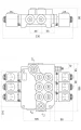 Elektromagnetisches steuerventil 80L 3-Fach 12V im Set mit einem 5-Positionen Joystick elektrischer