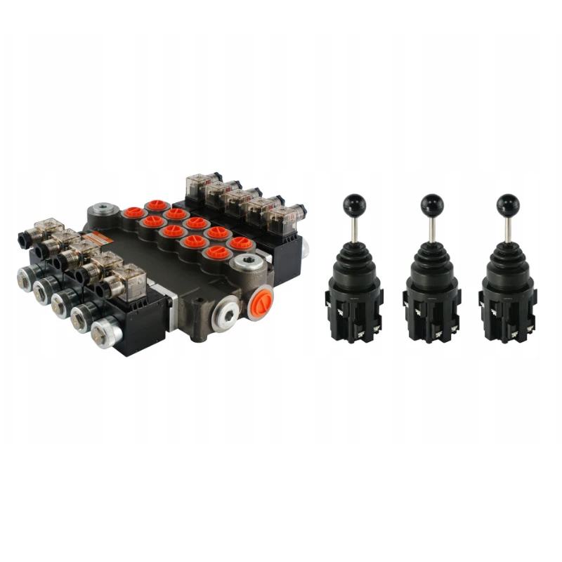 Elektromagnetisches steuerventil 80L 5-Fach 12V im Set mit einem 3 5-Positionen Joysticks elektrischer
