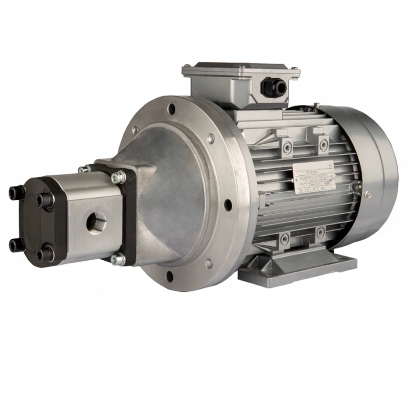 Elektromotor 1,1kW 380/400V 3-Phasen mit Hydraulikpumpe in Satz mit Pumpenträger und Kupplung, Fördermenge: 6L/min, max Druck: 100 bar