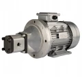 Elektromotor 1,1kW 380/400V 3-Phasen mit Hydraulikpumpe in Satz mit Pumpenträger und Kupplung, Fördermenge: 6L/min, max Druck: 100 bar