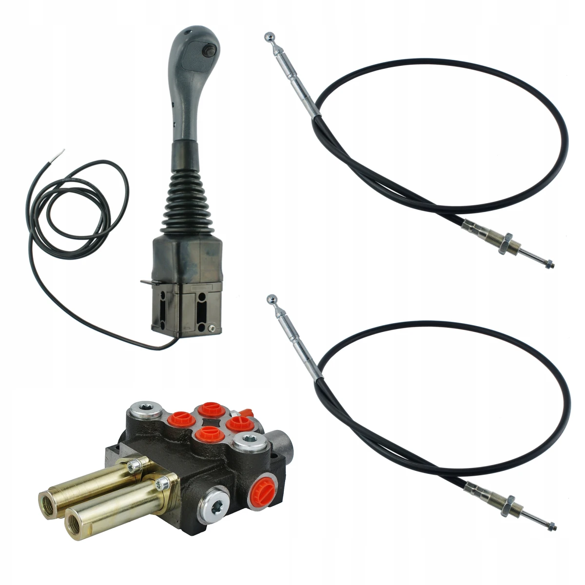 Handsteuerventil 40L/min 2-Fach 2xDW + Joystick 1 Knopf + 2x Bowdenzüge