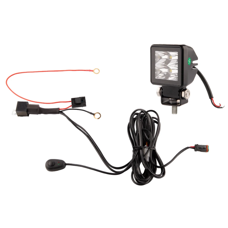 LED Arbeitsscheinwerfer 1800 LM 18W, Anzahl der LED-Dioden: 4, licht: fokussiert. Im Set mit Kabelbaum
