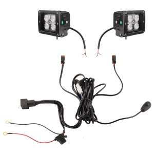 Zwei LED Arbeitsscheinwerfer 1000 LM 16W, Anzahl der LED-Dioden: 4, licht: zerstreut. Im Set mit Kabelbaum   