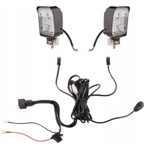 Zwei LED Arbeitsscheinwerfer 630 LM 12W, Anzahl der LED-Dioden: 5, licht: zerstreut. Im Set mit Kabelbaum    