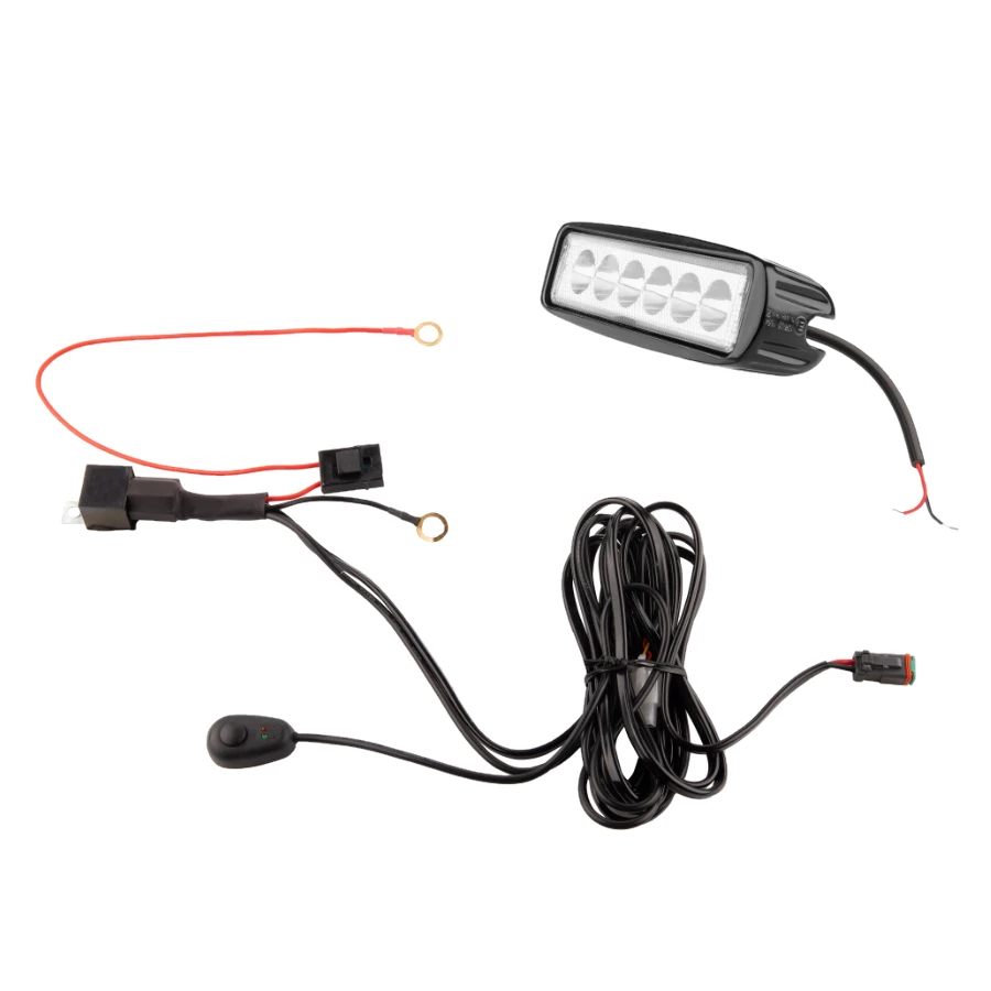 LED Arbeitsscheinwerfer 1680 LM 18W, Anzahl der LED-Dioden: 6, licht: fokussiert. Im Set mit Kabelbaum