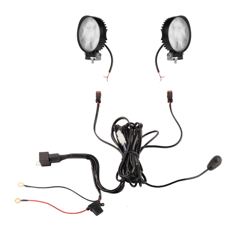 Zwei LED Arbeitsscheinwerfer 570 LM 15W, Anzahl der LED-Dioden: 6, licht: zerstreut. Im Set mit Kabelbaum