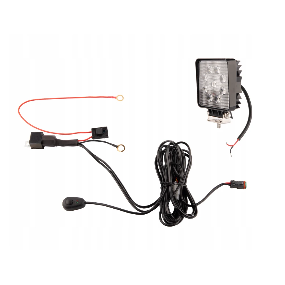 LED Arbeitsscheinwerfer 1430 LM 24W, Anzahl der LED-Dioden: 9, licht: fokussiert. Im Set mit Kabelbaum