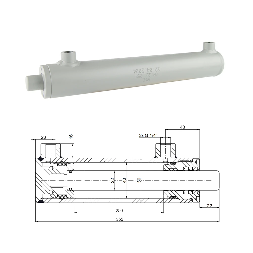 Hydraulikzylinder doppeltwirkend CJ2F-40/22/250, Universell ohne Befestigung