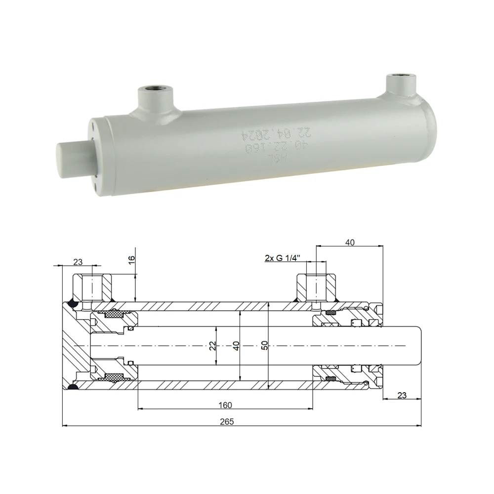 Hydraulikzylinder doppeltwirkend CJ2F-40/22/160, Universell ohne Befestigung