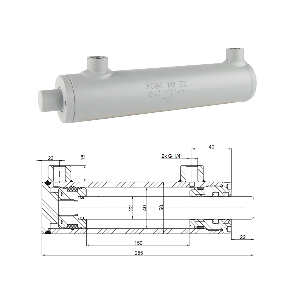 Hydraulikzylinder doppeltwirkend CJ2F-40/22/150, Universell ohne Befestigung