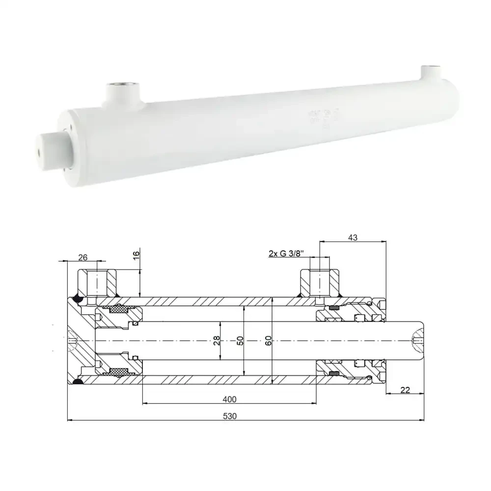 Hydraulikzylinder doppeltwirkend CJ2F-50/28/400, Universell ohne Befestigung