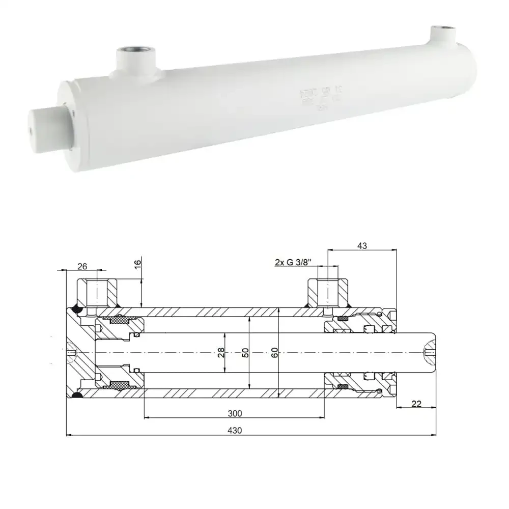 Hydraulikzylinder doppeltwirkend CJ2F-50/28/300, Universell ohne Befestigung