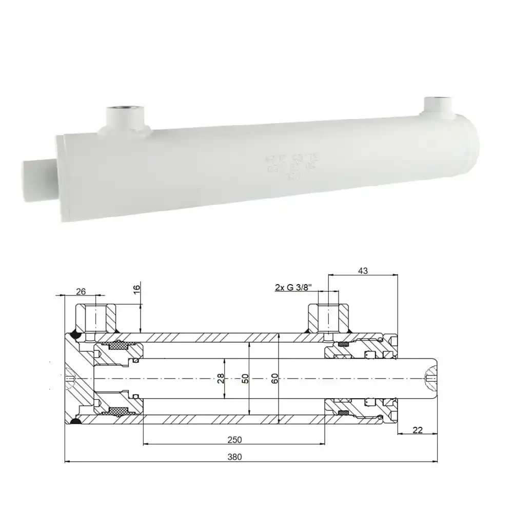 Hydraulikzylinder doppeltwirkend CJ2F-50/28/250, Universell ohne Befestigung