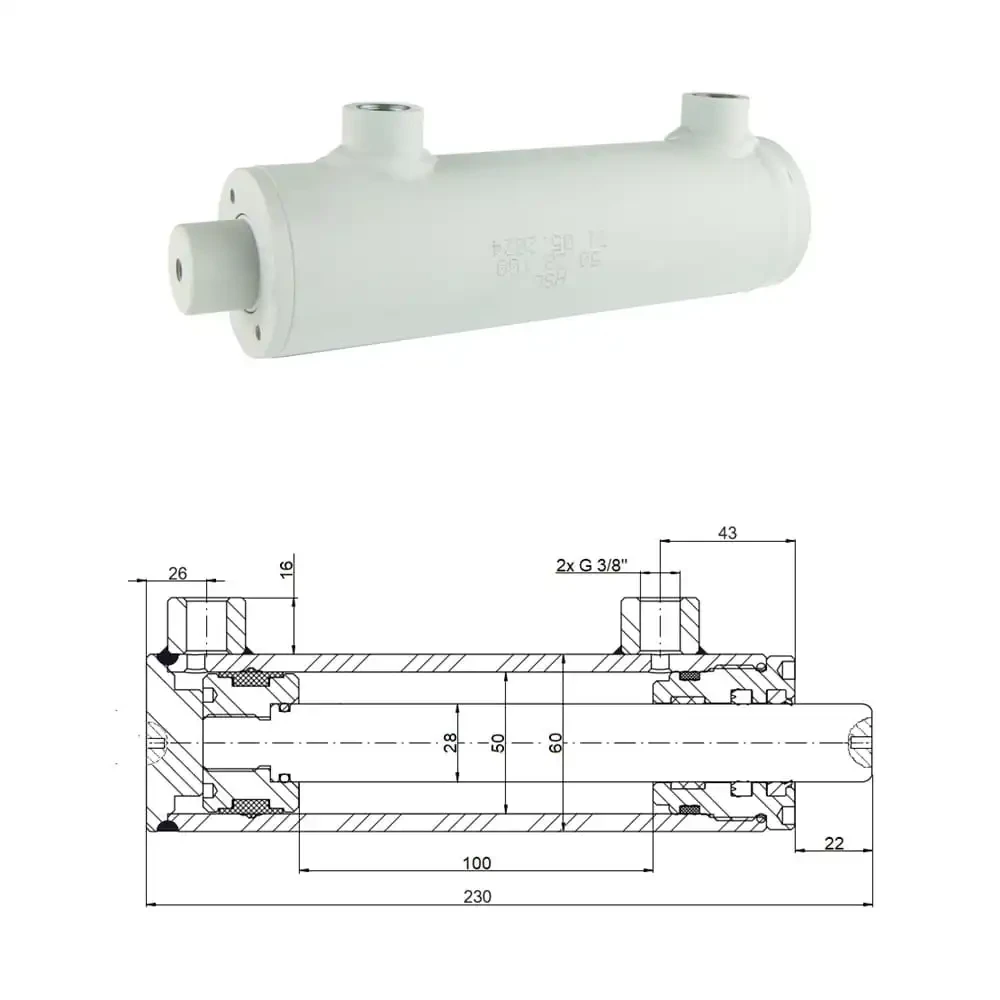 Hydraulikzylinder doppeltwirkend CJ2F-50/28/100, Universell ohne Befestigung