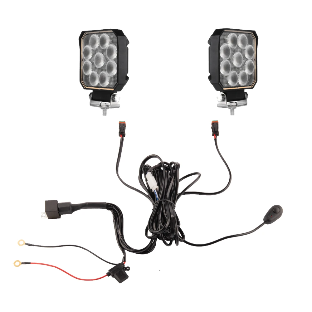Zwei LED Arbeitsscheinwerfer 1133 LM 20W, Anzahl der LED-Dioden: 9, licht: zerstreut. Im Set mit Kabelbaum