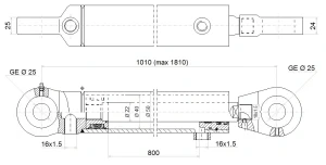 Hydraulikzylinder doppeltwirkend CJ2F-40/22/800 mit Gelenkaugen 25mm