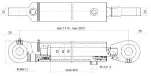 Hydraulikzylinder doppeltwirkend CJ2F-40/22/900 mit Gelenkaugen 25mm