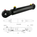 Hydraulikzylinder doppeltwirkend CJ2F-50/28/375 mit Gelenkaugen 25mm
