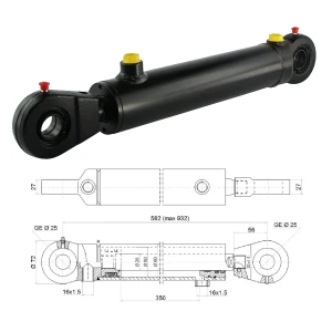 Hydraulikzylinder doppeltwirkend CJ2F-50/28/350 mit Gelenkaugen 25mm