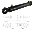 Hydraulikzylinder doppeltwirkend CJ2F-50/28/300 mit Gelenkaugen 25mm